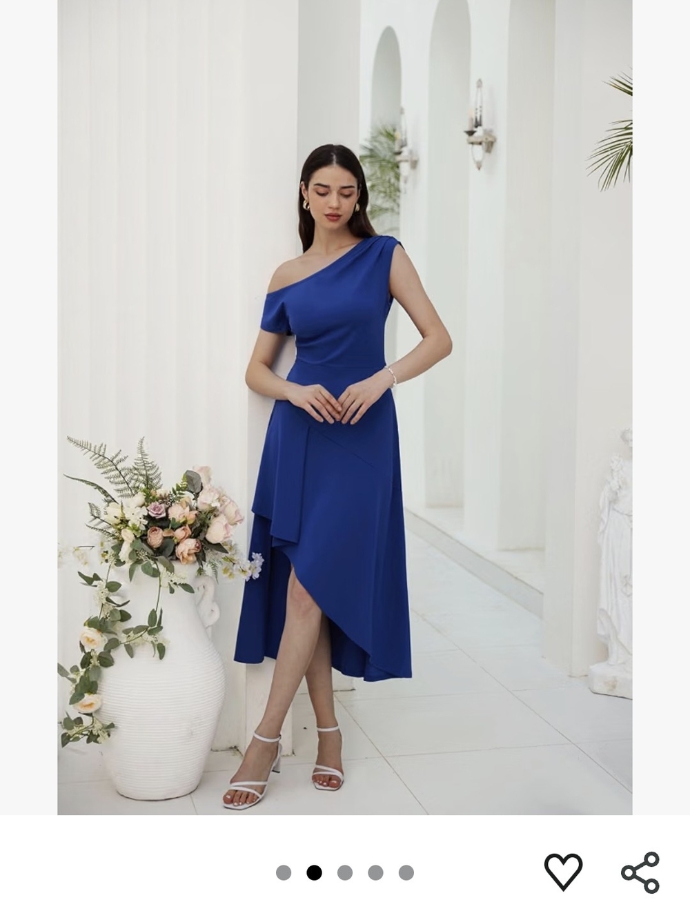 One-Shoulder Royal Blue Asymmetrical Dress